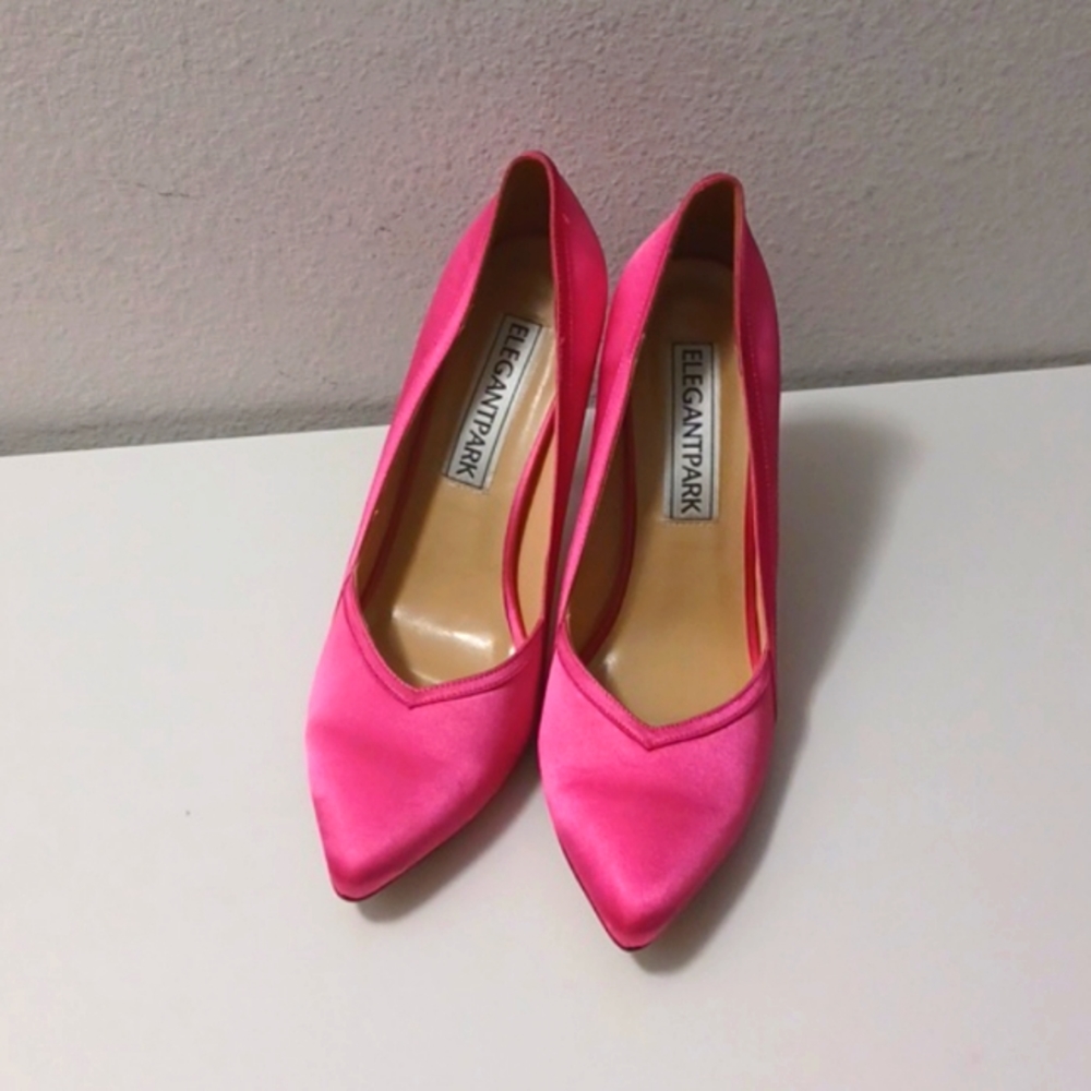 Satin Hot Pink Pumps